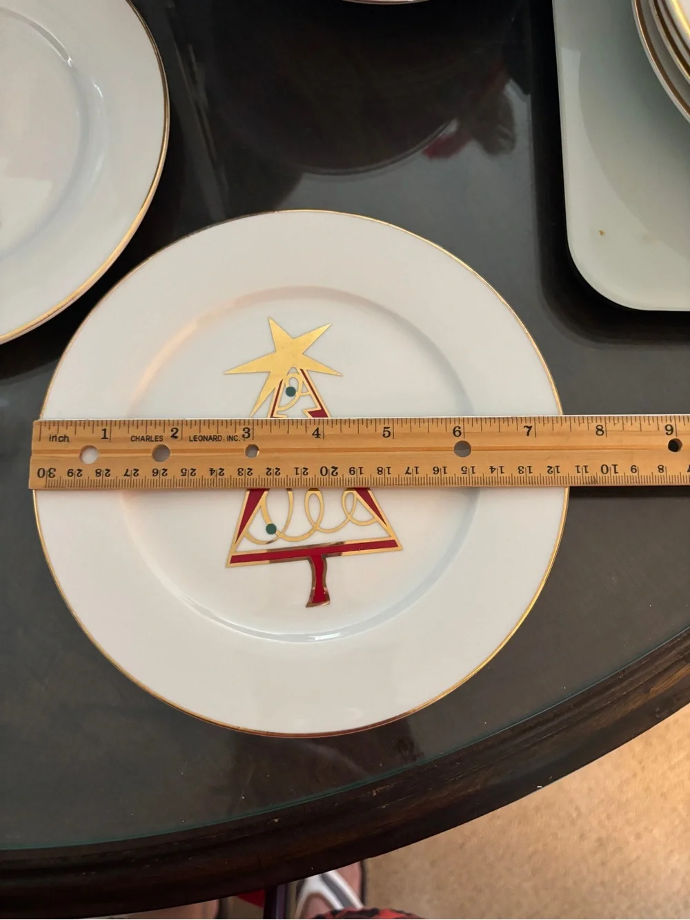 3 Pier 1 White & Gold Christmas Holiday Tree Appetizer/Salad/Dessert Plates